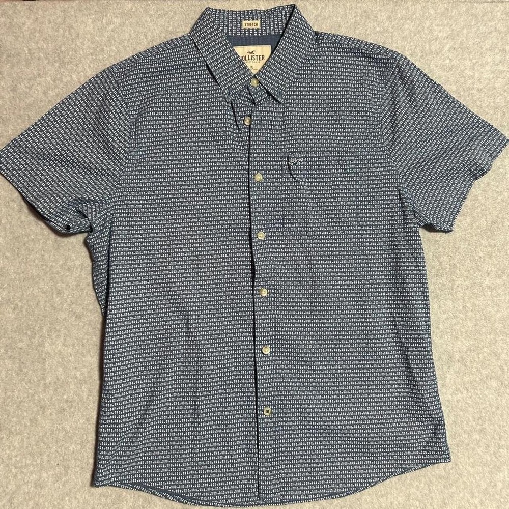 Y2K Hollister Co Blue & White Button-Up Shirt Mens Size XL